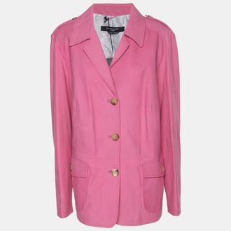 Marina Rinaldi Marina Sport By Marina Rinaldi Pink Leather Breasted Blazer