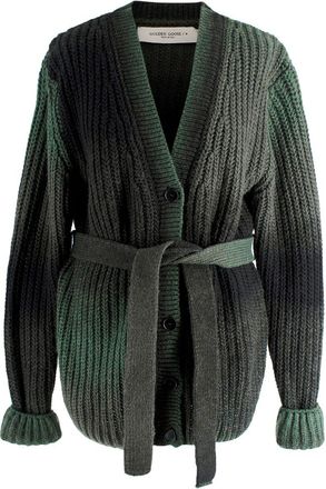 Golden Goose Green Alpaca and Wool Blend Belted Cardigan Size S