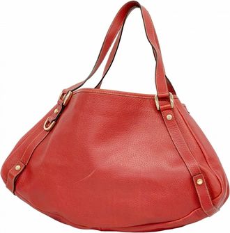 Gucci Red Color Leather Tote Bag (Pre-Owned)