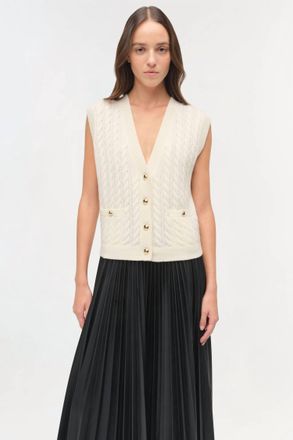 Jonathan Simkhai Perrie Cashmere Vest In Ivory