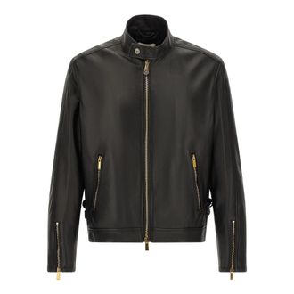 Versace Biker Jacket - Heren - Leren en Su&egrave;de Jassen - Zwart - L - Leer - Jassen