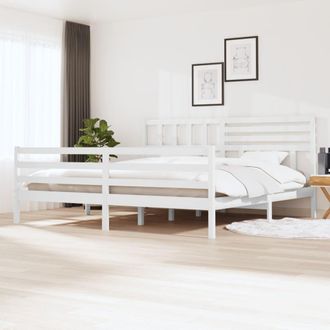 vidaXL Estructura De Cama Sin Colch&oacute;n Madera Maciza Blanco 200x200 Cm Vidaxl