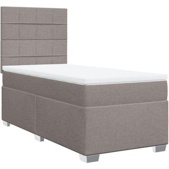 vidaXL Cama Box Spring Con Colch&oacute;n Tela Gris Taupe 90x200 Cm Vidaxl