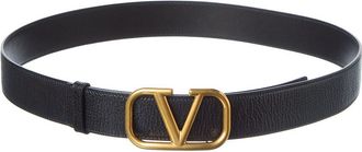 Valentino Vlogo Signature Grainy Leather Belt