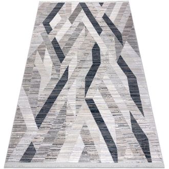 RugsX Rugsx - Alfombra Moderna Rebec Franjas 51166b Geom&eacute;trico - Dos Niveles De Vell&oacute;n Azul Oscuro / Crema Blue 80x150 Cm