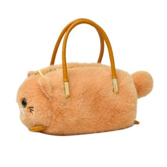 Generic Cartoon Cat Plush Womens Handbag, Large capacity Fluffy Shoulder Bag, Casual Furry Zipper Shoulder Bag Handbag(Yellow)