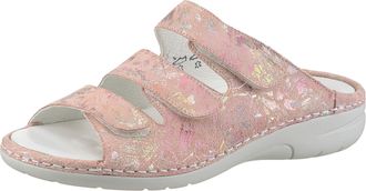 Waldl&auml;ufer Pantolette WALDL&Auml;UFER GUNNA, Damen, Gr. 8,5 (42,5), bunt (apricot multi), Veloursleder, metallic, Schuhe Pantolette, Klettschuh, Sommerschuh, Komforts