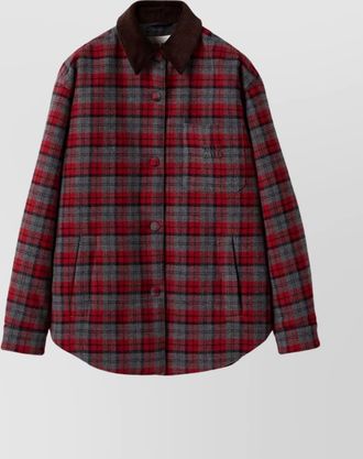 Miu Miu plaid long sleeve jacket pockets