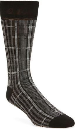 Thom Browne Plaid Jacquard Cotton Blend Socks in Black at Nordstrom