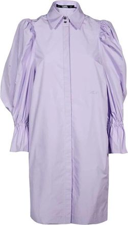 Karl Lagerfeld Katoenen jurk - Dames - Shirt Kleedjes - Paars - M - Katoen - Kleedjes