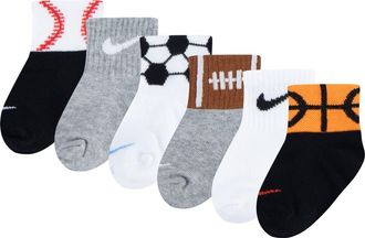 Nike Swoosh 6-Pack Sport Ball Assorted Socks in Dark Grey Heather at Nordstrom Rack, Size 12-24M
