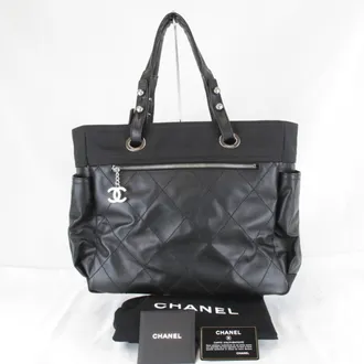 Chanel Black Pvc Canvas Pouch Tote Bag (Pre-Owned)