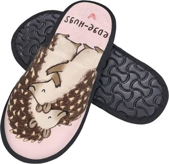 Generic Shoes Cute Cartoon Hedgehog Hugs Portable Slippers Soft Sliders For Indoor Outdoor Trip L
