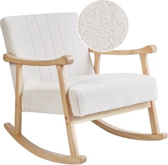 Beliani Mecedora Boucl&eacute; Blanco crema