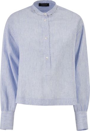 Fabiana Filippi Striped Linen Shirt With Rhinestone Details