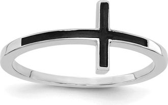 Diamond2Deal 14k White Gold Antiqued Sideways Cross Ring