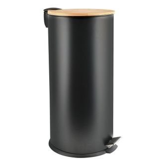 Spirella Spirella - Papelera De Cocina Con Pedal Acero Y Bamb&uacute; Adonis 30l Negro