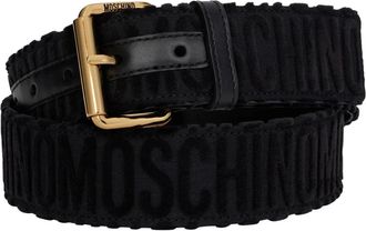 Moschino Riem met logos - Dames - Riemen - Zwart - 48 CM - Katoen - Accessoires