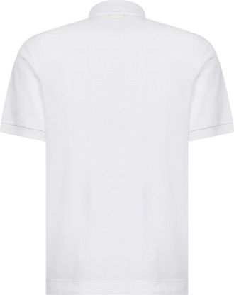 Ermenegildo Zegna Mens Polo Shirt Cotton-Silk White T-shirts And Polos