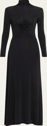 Ulla Johnson Koa Ruched Jersey Turtleneck Maxi Dress