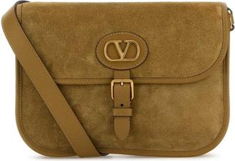 Valentino Garavani Beige Suede Antibes Crossbody Bag