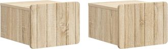 vidaXL Mesita De Noche De Pared 2 Uds. Roble Sonoma 33 X 34,5 X 24 Cm Vidaxl
