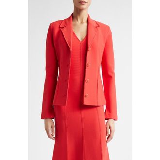 St. John Adele Valley Fitted Sweater Jacket in Bright Deep Coral at Nordstrom, Size X-Large