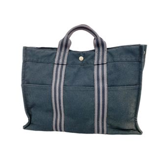 Herm&egrave;s Black Canvas Tote Bag (Pre-Owned)