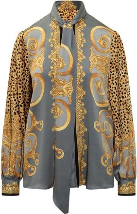 Versace Geprint Zijden Overhemd - Dames - Overhemden - Veelkleurig - S - Overhemden