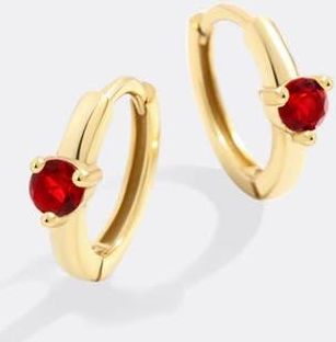 Mint & Lily Solitaire Birthstone Huggie Hoop Earrings in January Garnet at Nordstrom