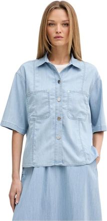 Marc Aurel Lyocell Shirt - Dames - Overhemden - Blauw - XL - Polyester - Overhemden