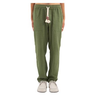 MC2 Saint Barth Broeken, Heren, Groen, M, Linnen, Linnen broek in Calais-stijl