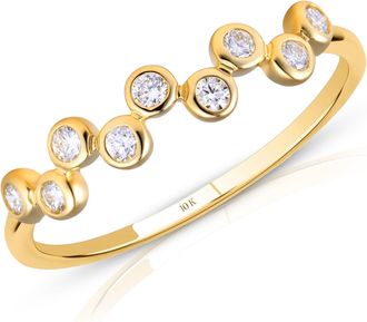 MAX + STONE 10k Yellow Gold Dainty Lab Grown Diamond Zig-Zag Ring