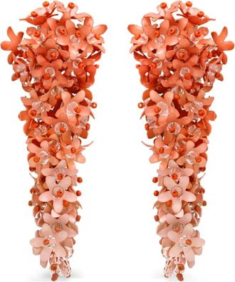 Oscar De La Renta Oorclips met bloemenprint - Oranje