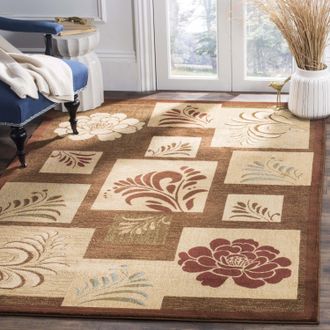 Safavieh Lyndhurst Machine Made Area rug, Brown / Multi Traditional Style Easy Care