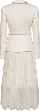 Self Portrait Womens Midi Dress Georgette & Boucl&eacute; Ivory