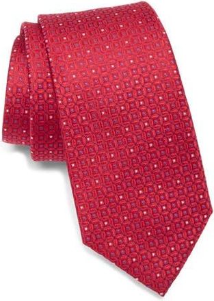 Duchamp Neat Geometric Silk Tie in Red at Nordstrom Rack