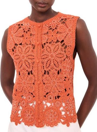 Mint Velvet Cotton Blend Crochet Top in Orange at Nordstrom, Size X-Large