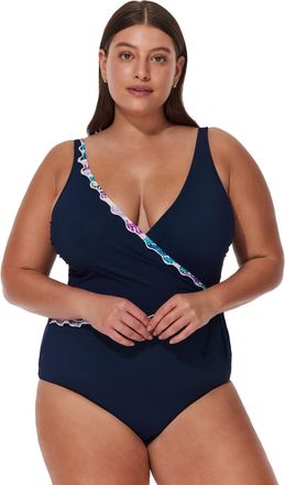 Gottex Canva Plus Size Tricolore V Neck Surplice One Piece