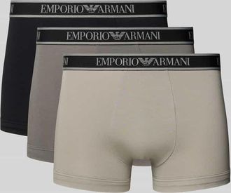 Emporio Armani Slim Fit Trunks mit Logo-Stitching im 3er-Pack in Dunkelgrau, Gr&ouml;&szlig;e XXL