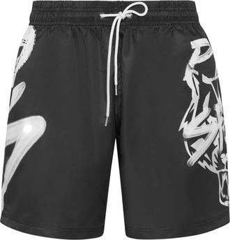 Plein Sport Zwembroek met grafische print - Zwart