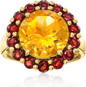 Ross-Simons Citrine and Garnet Ring in 18kt Gold Over Sterling