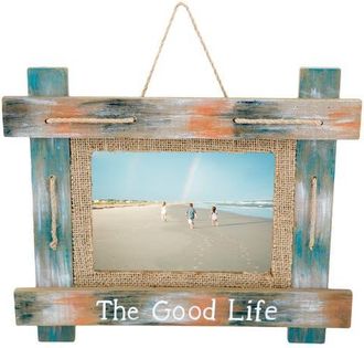 Beachcombers Good Life 5X7 Frame With Burlap in Blue at Nordstrom, Size Medium