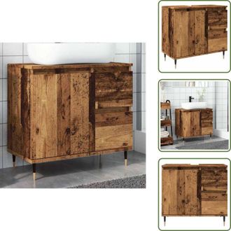 vidaXL The Living Store Armadietto da Bagno Legno Antico 65x33x60 cm in Truciolato - Armadio da bagno