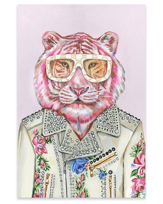 iCanvas Icanvas Gucci Pink Tiger Print On Acrylic Glass By Heather Perry