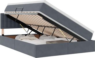 vidaXL Letto Con Contenitore Led E Materasso Grigio Scuro 140 X 190 Cm Vidaxl