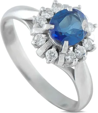 Luxury Bazaar Anello in platino con diamanti e zaffiro - Argento