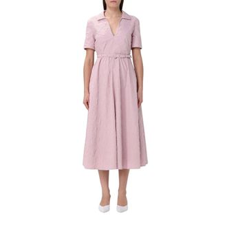 Add Kleedjes, Dames, Roze, M, Boter Textured Midi Jurk met Riem