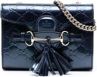 Gucci Pre-owned Cross Body Bags, female, Blue, Size: ONE SIZE Pre-owned Leather Crossbody Bag