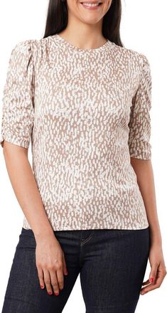 Sunny Leigh Puff Sleeve Top in Kali Print Taupe at Nordstrom Rack, Size X-Large